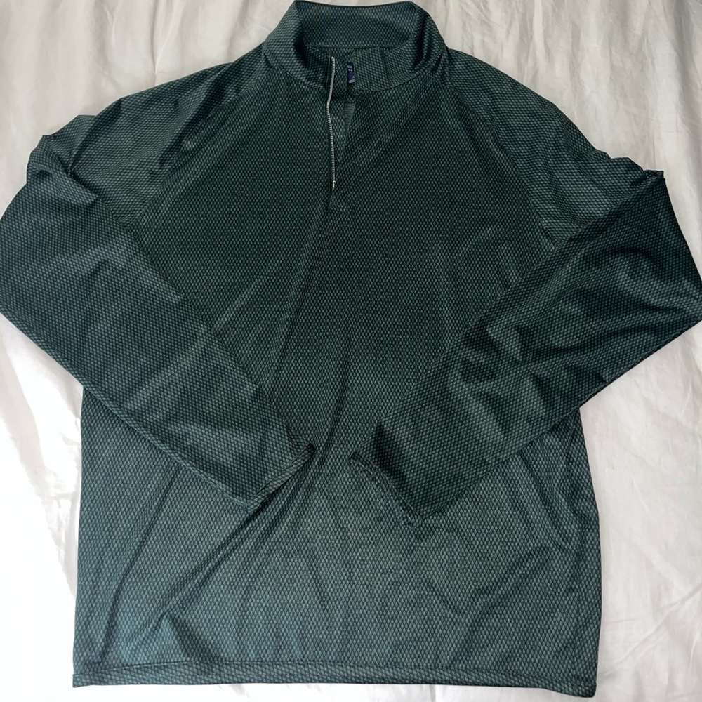 Peter Millar Dark Green Textured Quarter-Zip Pullover